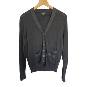 J.Crew Merino Wool Cardigan Black Button V Neck Sweater L
